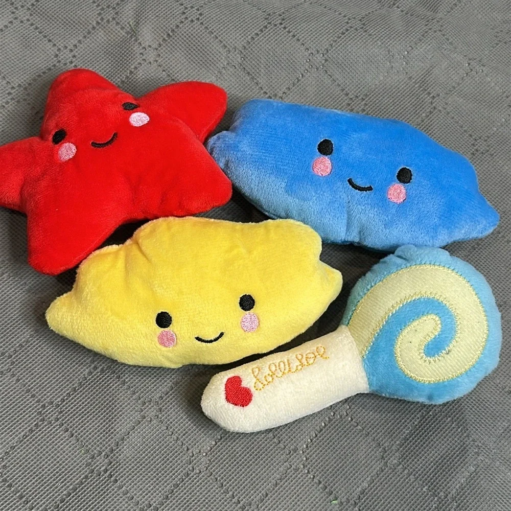 Colorful Small Dog Dog Plush Toy Set of 4 Clouds Star Lollipop toys